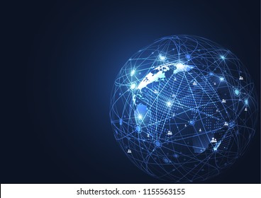 Global network connection. World map point and line composition concept of global business. Vector Illustration