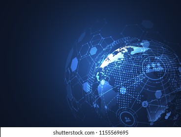 Global network connection. World map point and line composition concept of global business. Vector Illustration