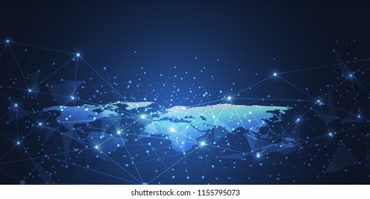 Global network connection. World map point and line composition concept of global business. Vector Illustration - Shutterstock ID 1155795073