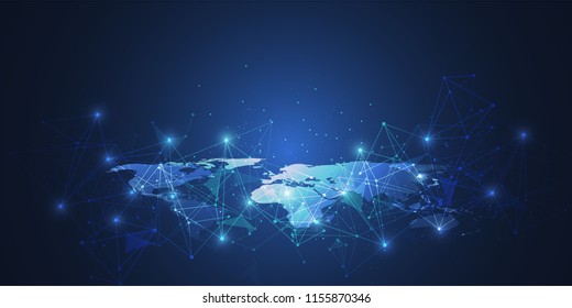 Global network connection. World map point and line composition concept of global business. Vector Illustration