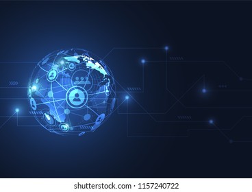 Global network connection. World map point and line composition concept of global business. Vector Illustration