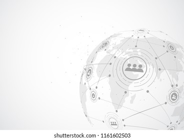 Global network connection. World map point and line composition concept of Connection technologies for business. Mixed media