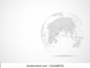 Global network connection. World map point and line composition concept of Connection technologies for business. Mixed media