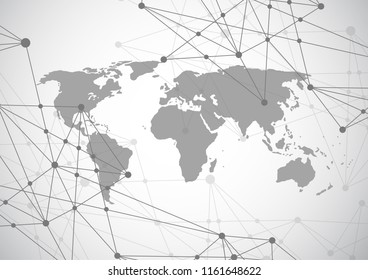Global network connection. World map point and line composition concept of Connection technologies for business. Mixed media