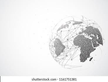 Global network connection. World map point and line composition concept of Connection technologies for business. Mixed media
