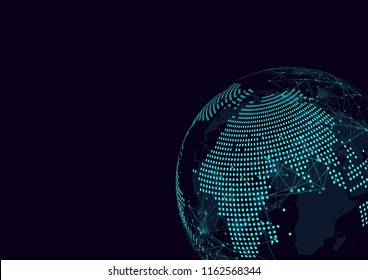 Global network connection. World map point and line composition concept of Connection technologies for business. Mixed media