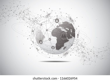 Global network connection. World map point and line composition concept of global business. Vector Illustration