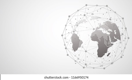 Global network connection. World map point and line composition concept of global business. Vector Illustration
