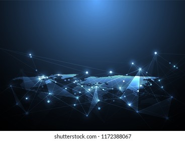 Global network connection. World map point and line composition concept of global business. Vector Illustration