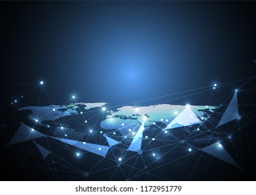 Global network connection. World map point and line composition concept of global business. Vector Illustration