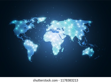 Global network connection. World map point and line composition concept of global business. Vector Illustration