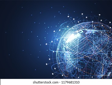 Global network connection. World map point and line composition concept of global business. Vector Illustration