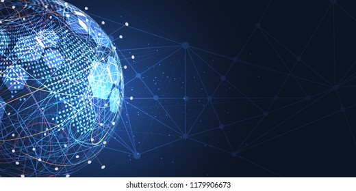 Global network connection. World map point and line composition concept of global business. Vector Illustration