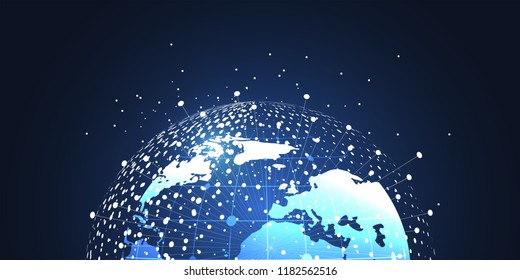 Global network connection. World map point and line composition concept of global business. Vector Illustration