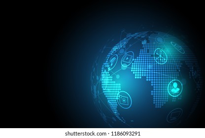 Global network connection World map abstract technology background global business innovation concept
