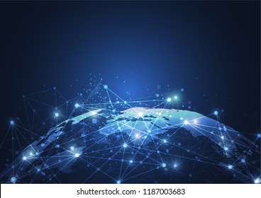 Global network connection. World map point and line composition concept of global business. Vector Illustration