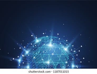 Global network connection. World map point and line composition concept of global business. Vector Illustration