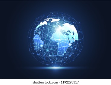 Global network connection. World map point and line composition concept of global business. Vector Illustration