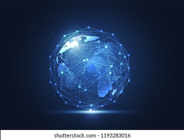 Global network connection. World map point and line composition concept of global business. Vector Illustration