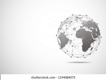 Global network connection. World map point and line composition concept of global business. Vector Illustration