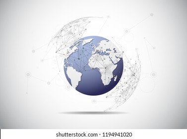 Global network connection. World map point and line composition concept of global business. Vector Illustration