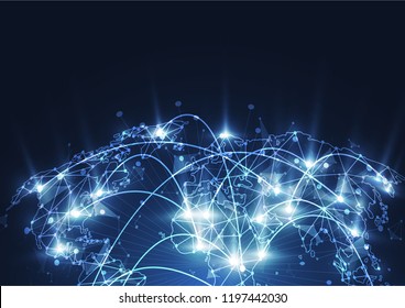 Global network connection. World map point and line composition concept of global business. Vector Illustration