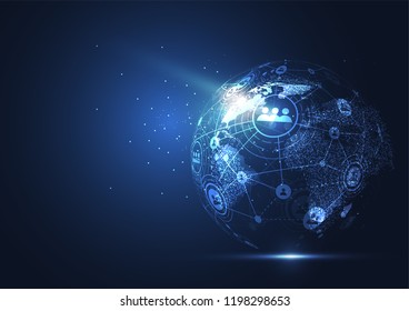 Global network connection. World map point and line composition concept of global business. Vector Illustration