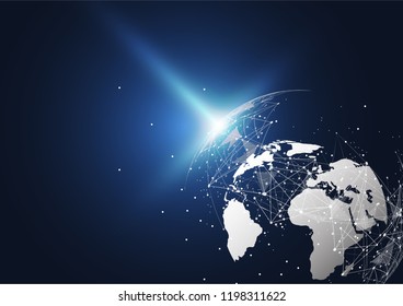 Global network connection. World map point and line composition concept of global business. Vector Illustration