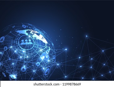 Global network connection. World map point and line composition concept of global business. Vector Illustration