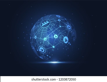 Global network connection. World map point and line composition concept of global business. Vector Illustration