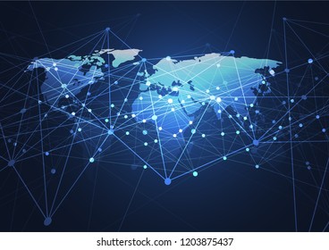 Global network connection. World map point and line composition concept of global business. Vector Illustration
