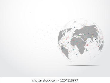 Global network connection. World map point and line composition concept of global business. Vector Illustration