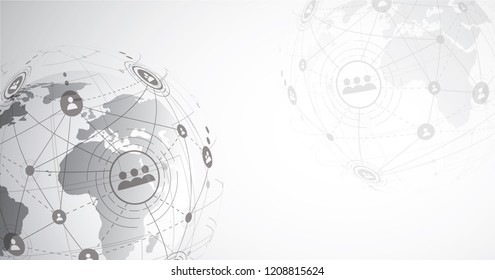 Global network connection. World map point and line composition concept of global business. Vector Illustration