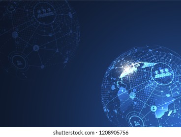 Global network connection. World map point and line composition concept of global business. Vector Illustration