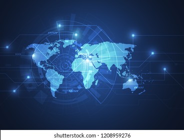 Global network connection. World map point and line composition concept of global business. Vector Illustration