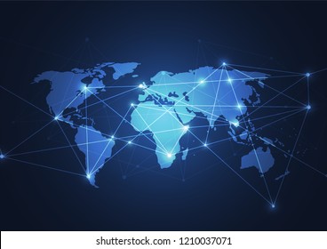 Global network connection. World map point and line composition concept of global business. Vector Illustration