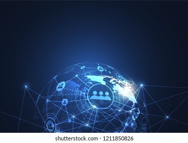 Global network connection. World map point and line composition concept of global business. Vector Illustration