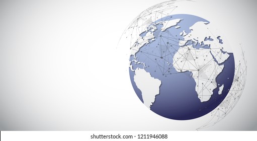Global network connection. World map point and line composition concept of global business. Vector Illustration