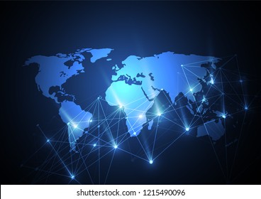 Global network connection. World map point and line composition concept of global business. Vector Illustration