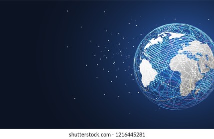Global network connection. World map point and line composition concept of global business. Vector Illustration