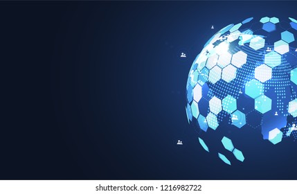 Global network connection. World map point and line composition concept of global business. Vector Illustration