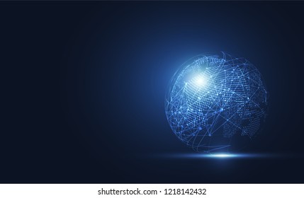 Global network connection. World map point and line composition concept of global business. Vector Illustration