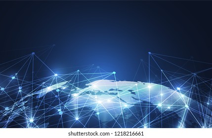 Global network connection. World map point and line composition concept of global business. Vector Illustration