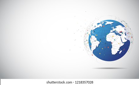 Global network connection. World map point and line composition concept of global business. Vector Illustration