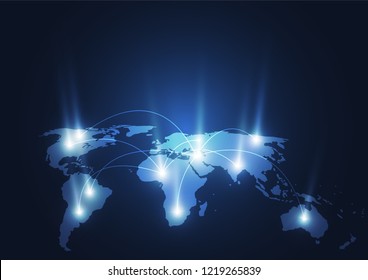 Global network connection. World map point and line composition concept of global business. Vector Illustration