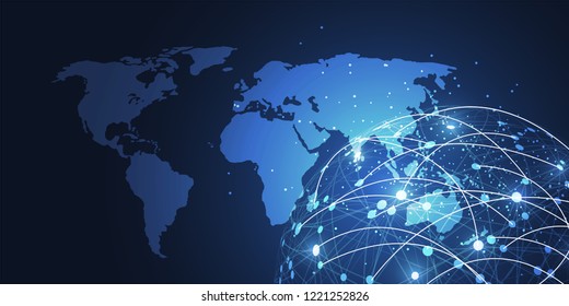 Global network connection. World map point and line composition concept of global business. Vector Illustration