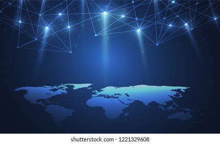 Global network connection. World map point and line composition concept of global business. Vector Illustration