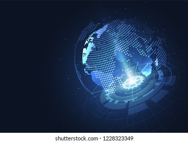 Global network connection. World map point and line composition concept of global business. Vector Illustration
