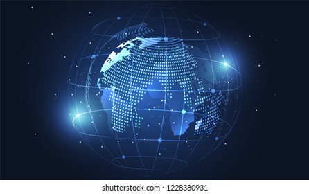 Global network connection. World map point and line composition concept of global business. Vector Illustration