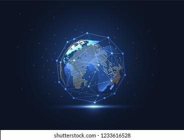 Global network connection. World map point and line composition concept of global business. Vector Illustration